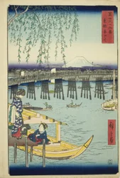 Most Ryogoku ve východním hlavním městě (Toto Ryogoku), ze série „Třicet šest pohledů na horu Fuji (Fuji sanjurokkei)“