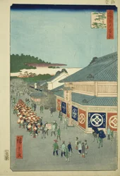 V době Shimoyi Hiroko, ze seriálu „Ridge dre d fas views of Edo (Sto slavných pohledů na Edo)“
