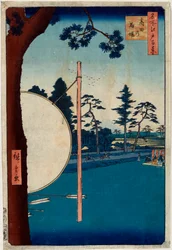 Koňská dráha v Takata Sto slavných pohledů na Edo, 1856-1858.