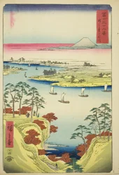 Řeka Tone v Konodai (Konodai Tonegawa), ze série „Třicet šest pohledů na horu Fuji (Fuji sanjurokkei)“