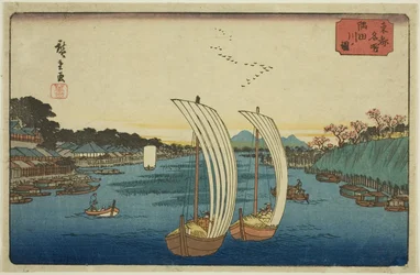 Pohled na řeku Sumida (Sumidagawa no zu), ze série "Slavná místa ve východním hlavním městě (Toto meisho)"