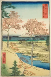 Yuhi Hill v Meguro ve východním hlavním městě (Toto Meguro Yuhigaoka), ze série „Třicet šest pohledů na horu Fuji (Fuji sanjurokkei)“