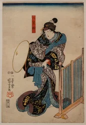 Herec Ichimura Uzaemon XII v roli princezny Yaegaki, 1848