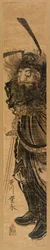 Shoki the Demon Queller, v Sumi, kolem 1772-81 (barevný dřevoryt)
