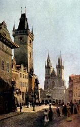 Starometsky náměstí a radnice v Praze, c. 1900 (tisk)