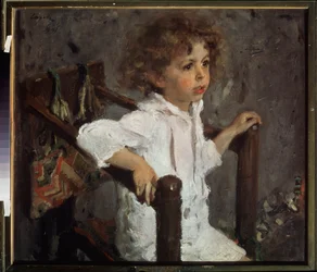 Portrét Miky Morosova. Obraz Valentina Alexandroviče Serova (1865-1911), olej na plátně