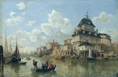 Loděnice v hamburském přístavu, 1850