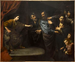 Rozpoznaná nevinnost Suzanny nebo soud Danielův - Nevinnost Susanny nebo soud Danielův, Valentin de Boullogne (1591-1632). Olej na plátně