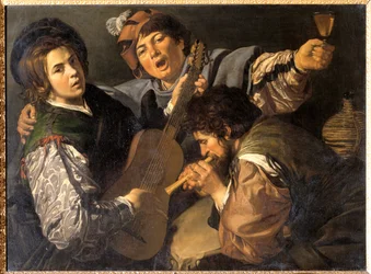 Tři muži tvoří hudbu, cca 1616 (olej na plátně)