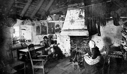 Interiér chalupy, Shetland, Skotsko, 1924-1926.