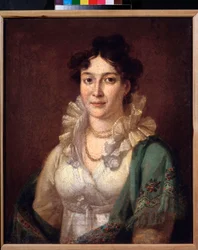 Portrét princezny Isabelly de Conti (Portrét princezny Isabelly de Conti) - obraz Vasilije Andrejeviče Tropinina (Vassili Tropinine) (1776-1857), olej na plátně, cca 1810 - 19. století ruské umění - Muzeum soukromých sbírek v A Pushkin Mu