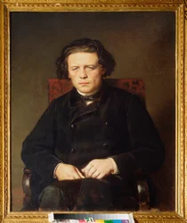 Portrét Antona Rubinsteina (1829-1894). Obraz Vasilij (Vasili) Grigorjevič Perov (1834-1882), olej na plátně