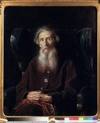 Portrét spisovatele a lexikografa Vladimíra Dahla (1801-1872). Obraz Vasilij (Vasili) Grigorjevič Perov (1834-1882), olej na plátně