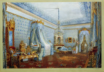 Pokoj v paláci Jusupov (palác Moika) v Petrohradě (pokoj v paláci Jusupov v Petrohradě). Dílo Vasilije Semjonoviče Sadovnikova (1800-1879), akvarel na papíře. ruské umění