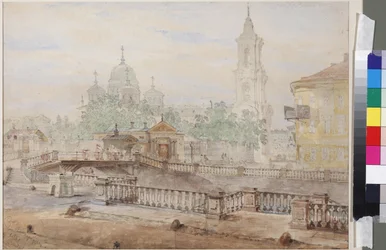 Voznesensky most přes kanál Kateřiny, Sadovnikov, Vasilij Semjonovič (1800-1879). Akvarel na papíře