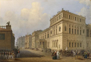 Pohled na Novou Ermitáž přes Millionnaya Street, 1851