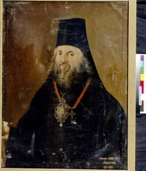Portrét Ambrosius, arcibiskup Vyatka Slobodskoy (1752-1809). Obraz Vasilije Korniloviče Lytkina (činný v letech 1793 až 1802), olej na plátně