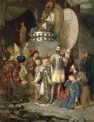 „Princ Michael z Černigova v táboře Batu Khan“, 1246 1883.