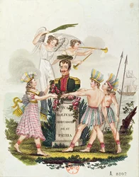 Populární snímky vychvalující Bolivar, kolem roku 1840