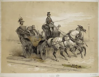Caleche - Litografie od Adama, v.1840