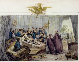 Otevření rakve Napoleona Bonaparta (1769-1821) na ostrově Svatá Helena dne 16. října 1840.