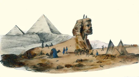 Francouzský plukovník v Egyptě. v „“ Album Grotesque, Choices of Remarkable Types“, ilustrace Victor Adam, Paříž, kolem roku 1850.