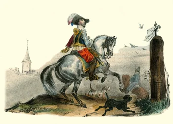 Vikomt ze Sommiere, Languedoc gentleman a venkovský lord. V „“ Album Grotesque, Choices of Outstanding Types“, ilustrace Victor Adam, Paříž, kolem roku 1850.