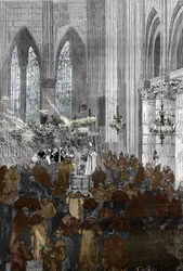 Aféra posedlých z Loudunu (Démoni z Loudunu) ca. 1630: posedlé jeptišky v kostele st Croix v Loudunu během exorcismu, po událostech