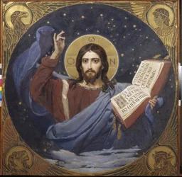 Kristus Pantokrator od Viktora Michajloviče Vasněcova (1848-1926), 1885-1896 - Státní Treťjakovská galerie, Moskva