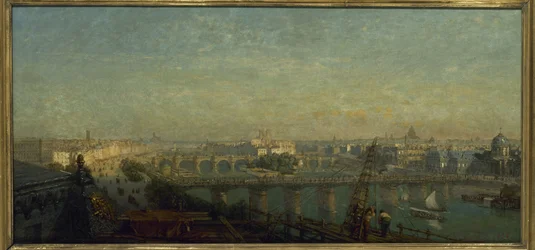 Paříž od východu: pohled ze střech Louvru v roce 1856 (malba)