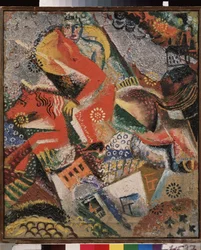 Složení s červeným svetrem. Obraz Viktora (Victora) Nikandroviče Palmova (1888-1929), olej na plátně
