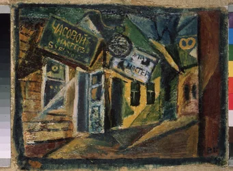 Trh v Suyfun (Rusko). Obraz Viktora (Victora) Nikandroviče Palmova (1888-1929), olej na plátně