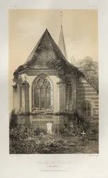 Malebná architektura aneb památky 15. století. A XVI. Století: Francouzské zámky z 15. a 16. století: Pl. 56, kostel Du Tilleul (Dolní Seina)