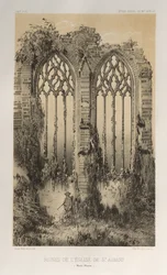 ...pl. 38, Zřícenina kostela svatého Auberta Haute-Marne, 1860.