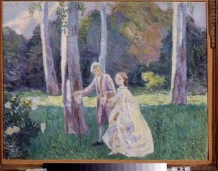 "La promenade au parc"" Obraz Viktora (Victora) Elpidiforoviče Borisova-Musatova (Borisov Musatov) (1870-1905) (symbolismus) 1901 Státní muzeum umění, Oděsa