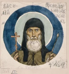 Svatý mučedník Basil z Kyjevských jeskyní Studie pro fresky v katedrále svatého Vladimíra v Kyjevě, 1884-1889