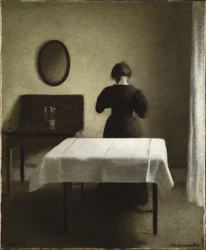 Interieur - Interiér, od Hammershoi, Vilhelm (1864-1916). Olej na plátně
