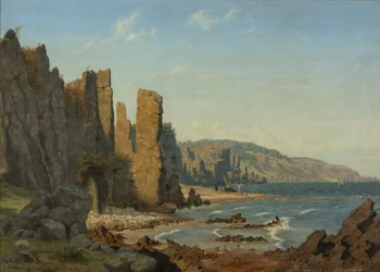 Plážový útvar na ostrově Bornholm. Scéna z Rø