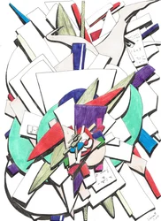 Atop, 2017, (barevný inkoust na papíře)