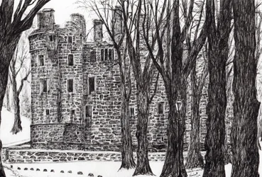 Huntly Castle Scotland, 2007, (inkoust na papíře)