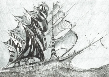 Storm Creators Karibské moře, 2017, (tuš na papíře)