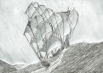 Storm Creators Korálové moře, 2017, (tuš na papíře)