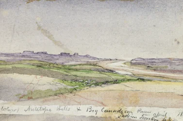 Antelope Hills a Big Canadian River, 1869 (akvarel na papíře)