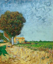 Avenue poblíž Arles s domy