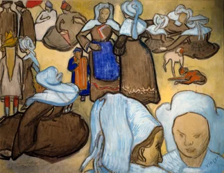 Breton Women Watercolor Vincent Van Gogh (1853-1890). Ztlumit. 48x67 cm Milán, Galleria d
