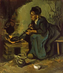 Selka vařící u krbu, 1885