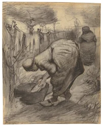 Sedlák s umyvadlem v zahradě; Selka s umyvadlem v zahradě, 1885