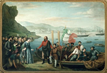 Giuseppe Garibaldi odjíždí z Quarta na výpravu Tisíce (obraz)