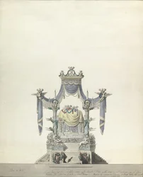 Katafalk pro carevnu Kateřinu Velikou z Ruska Front Elevation., 1796.
