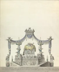 Katafalk císařovny Kateřiny Veliké z Ruska Side Elevation., 1796.